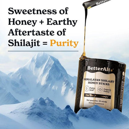 Pure Himalayan Shilajit Sticks with Organic Honey, Saffron | Easy to Consume Shilajit| 30 Sticks for Energy Boost & Immune Support, 85+ Trace Minerals, 75%+ Fulvic Acid